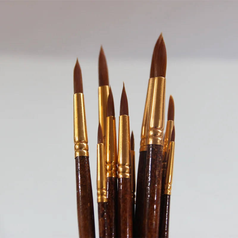 12 Cái/Bộ Lông Nylon Màu Nước Bút Lông Khác Nhau Dáng Tròn Hình Đồng Bằng Đầu Gouache Tranh Bộ Bàn Chải Nghệ Thuật Tiếp Liệu
