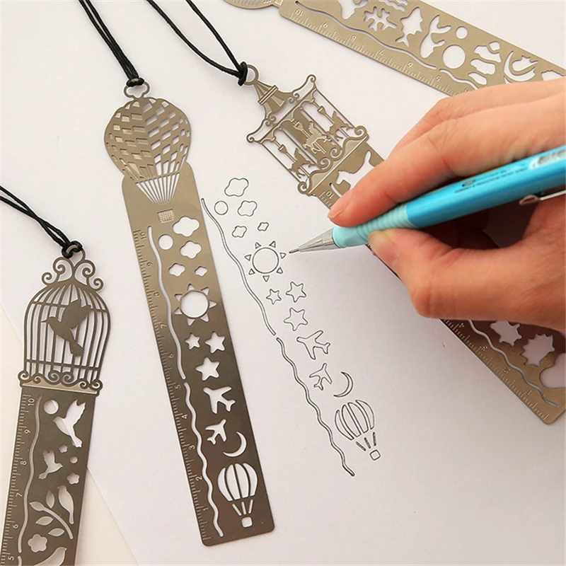 4 ชิ้น/ล็อตน่ารัก Kawaii Creative Horse Birdcage Hollow โลหะบุ๊คมาร์คไม้บรรทัดสําหรับเด็กนักเรียนของขวัญโรงเรียน