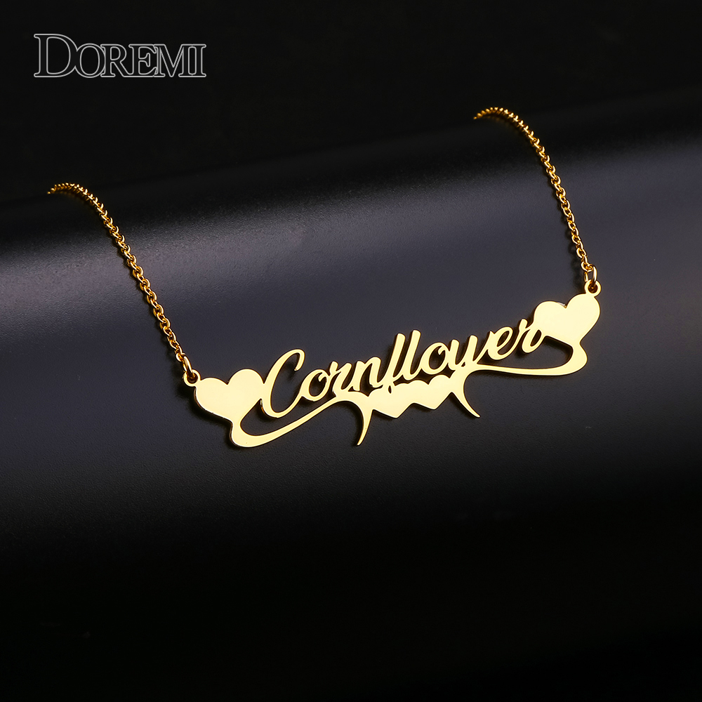 DOREMI Edelstahl Handgemachten Custom Name Personalisierte Name Halsketten für Frauen Schmuck Gold Gefüllt Herz Erklärung Choker