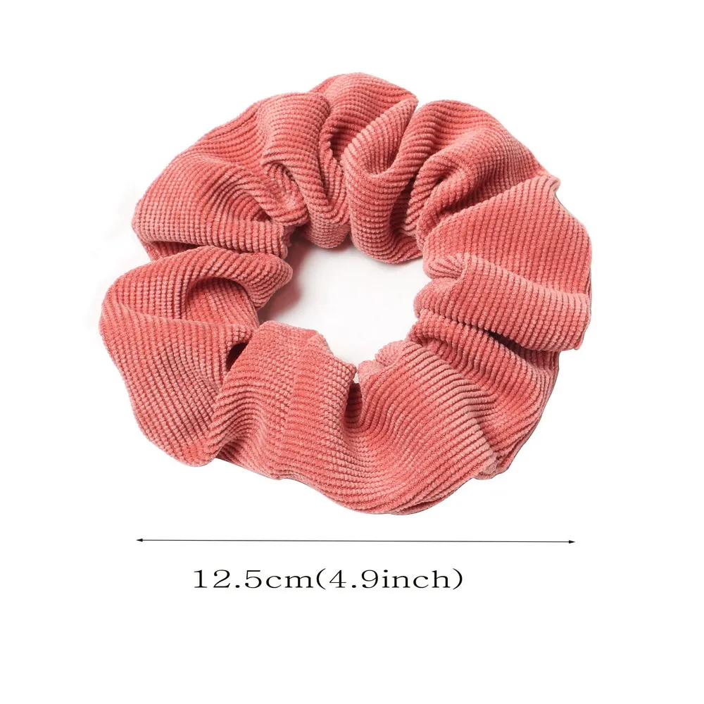 Cordón Scrunchie Otoño Invierno pana tela sólida Scrunchies conjunto bandas elásticas para el cabello moda Cola de Caballo lazo para el cabello cuerda sombreros 3PK