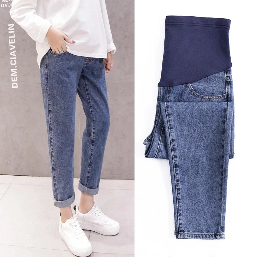 Pantalones abdominales para embarazo, pantalones vaqueros para novio, pantalones de maternidad para mujeres embarazadas, ropa, pantalones de cintura alta, pantalones vaqueros sueltos