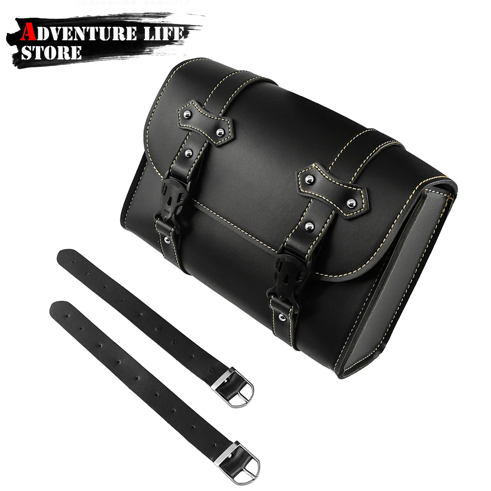 Alforja de Moto modelo lateral de cuero PU bolsa de sillín de equipaje bolsa de herramientas de almacenamiento para Harley Sportster XL883 XL1200 Universal xl 883