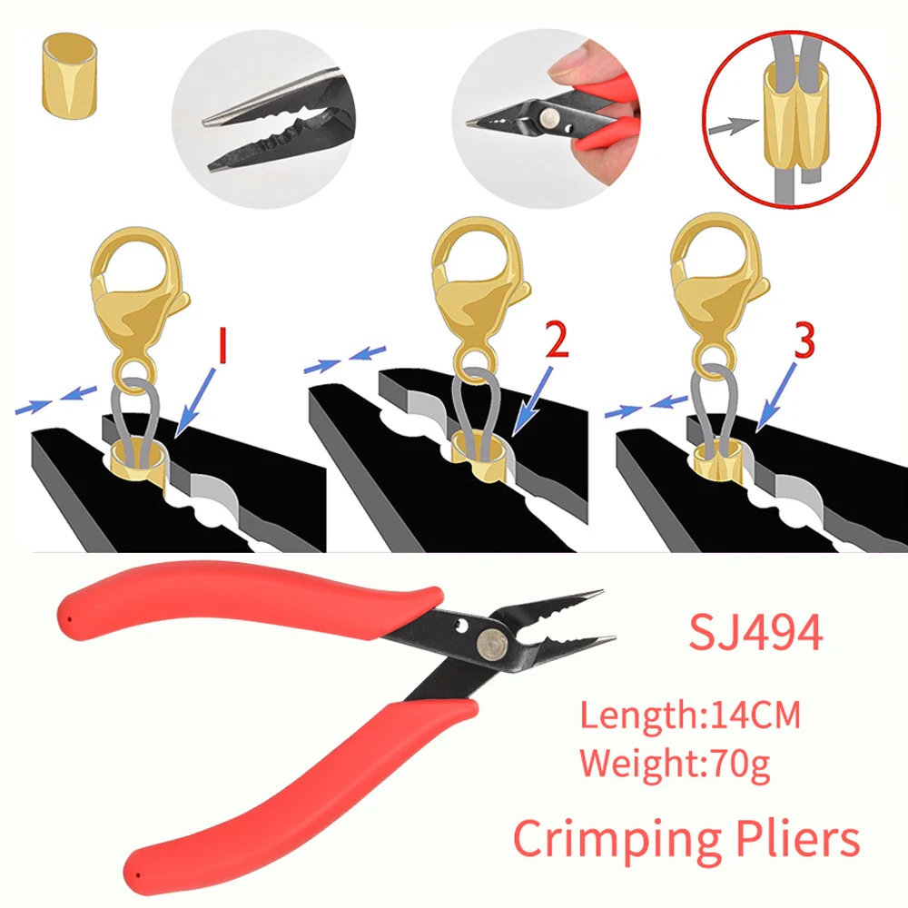 Đỏ Thép Không Gỉ Mũi Kìm Cho Nhảy Vòng & Chia Nhẫn Đôi Nhẫn Cặp DIY Phụ Kiện Uốn Trang Sức Tìm Bộ Dụng Cụ