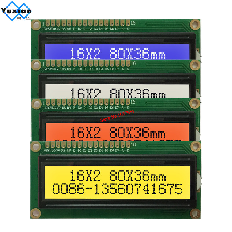 1602 16x2 Lcd 디스플레이 모듈 I2C IIC 보드 I2C 플라스틱 3.3v 5v 선택 가능 파란색 녹색 흰색 빨간색 화면 HD44780 SPLC780D