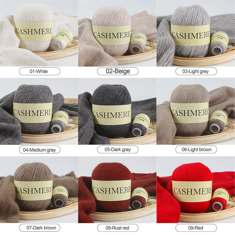 QJH 50+20g Cashmere Yarn Knitting Hand-knitted High-grade Worsted Woolen Wool for Cardigan Hat Sweater Mongolian Cashmere Thread