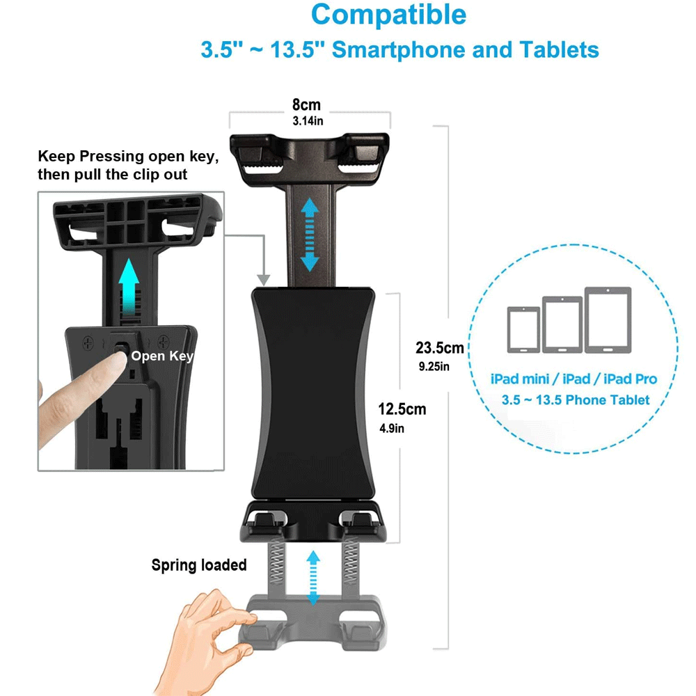 Soporte de montaje para cinta de correr de gimnasio, soporte con Clip para manillar de bicicleta, soporte deportivo ajustable para tableta Universal de 4-13 pulgadas para iPad 9,7 10,5 2018
