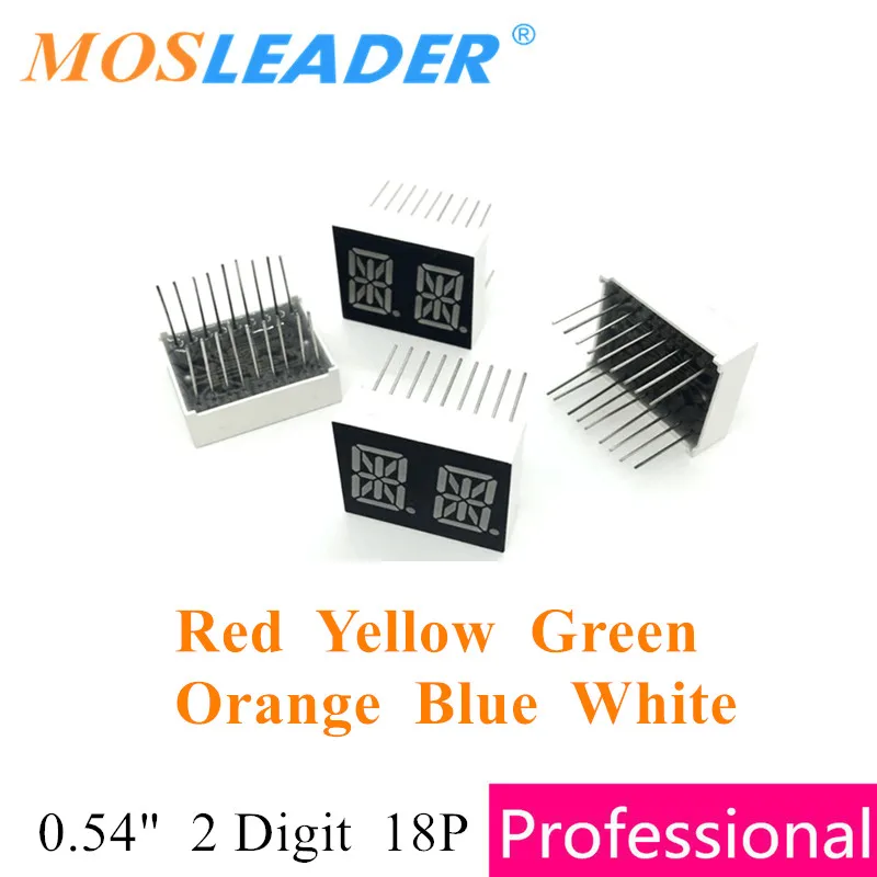 Mosleader 100 pz 0.54 "2 Cifre 18 P DIP18 14 Segmenti lettera display Mi Display A LED Rosso Giallo Verde Arancione Blu Bianco 0.54 pollici