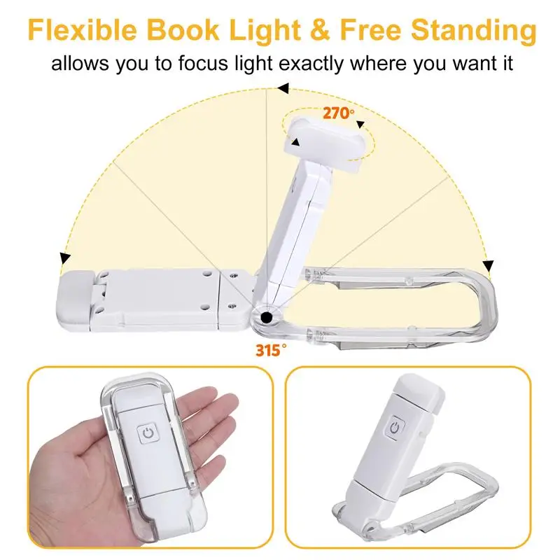 Mini LED Clip Lampka do czytania książek USB Akumulatorowa lampka do czytania książek Regulowana jasność Ochrona oczu Przenośna lampka do czytania zakładek