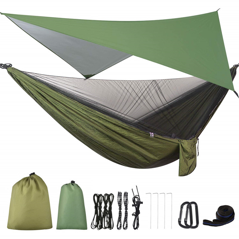 Rede de acampamento mosquiteiro e dossel rede portátil náilon rede chuva voar árvore cintas para caminhadas acampamento sobrevivência viagem