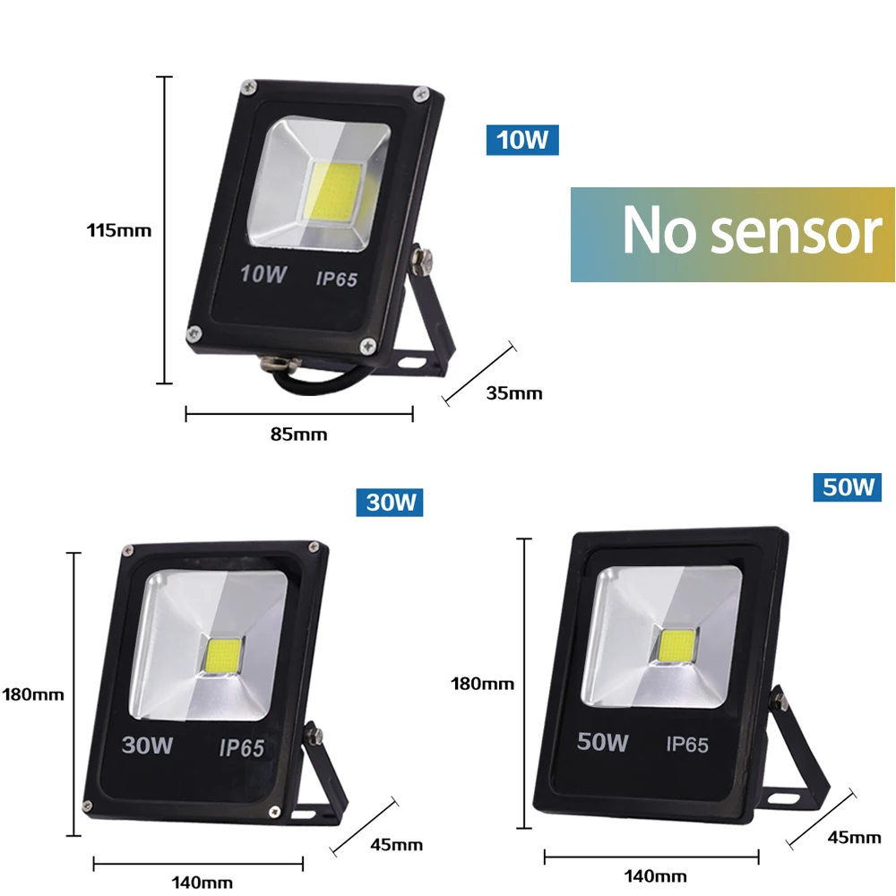 220V Led Flutlicht 10W 30W 50W Reflektor Flutlicht Wasserdicht Ip65 Garten Scheinwerfer Pir Motion Sensor wand Außen Beleuchtung