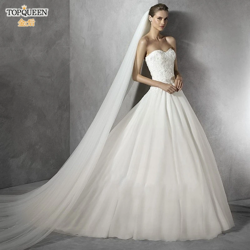 TOPQUEEN-velo de novia de 3M para mujer, tul de boda con peine de pelo, color blanco marfil, fotos reales, V30