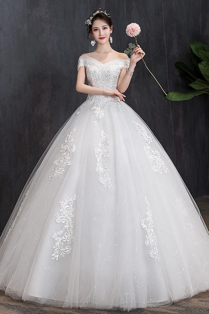 Fora do vestido de casamento com pérolas, apliques leves, vestido de noiva simples, renda, atacado, barato, moda, 2023