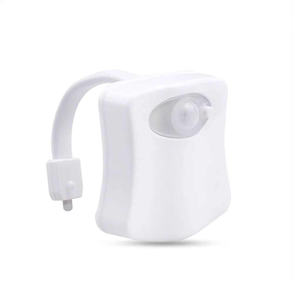 Luz LED nocturna para inodoro y baño, Sensor de movimiento PIR corporal, luz inteligente para asiento de inodoro, lámpara impermeable para WC