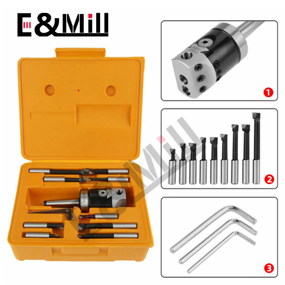 a set MT2 MT3 MT4 C20 C25 BT30 BT40 NT30 NT40 R8 M10 M12 M16 + F1 2 inch 50 Boring head 12mm Boring Bar For Milling Machine Tool