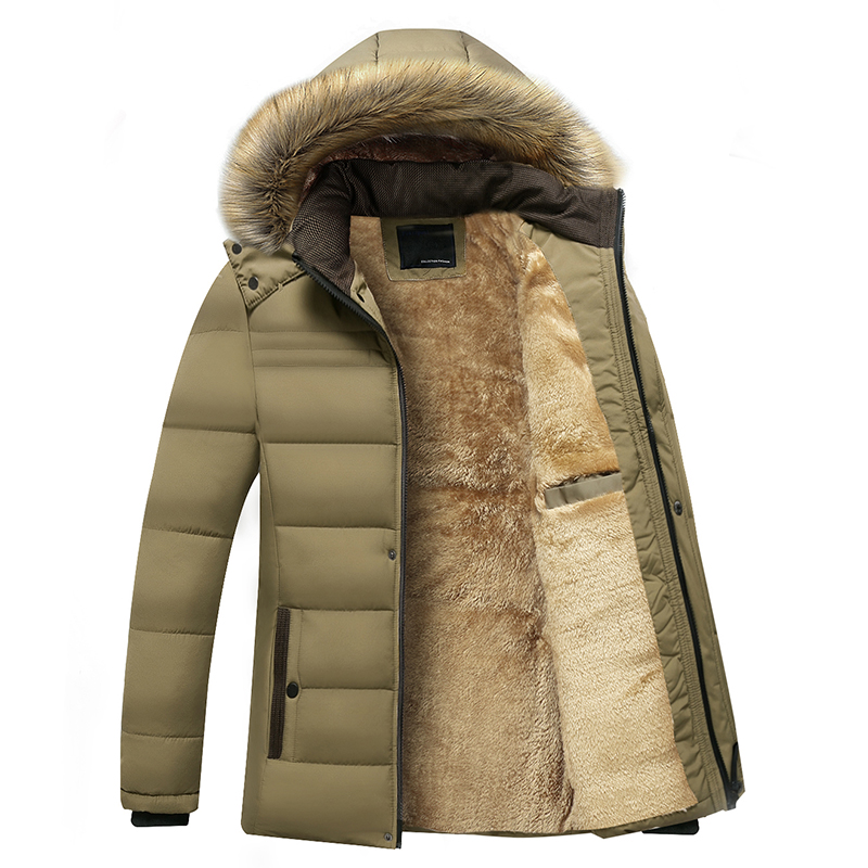 Parkas de lana gruesas y cálidas para hombre, Parka impermeable con capucha y Cuello de piel, chaqueta, abrigo, Parkas informales a la moda de otoño para invierno