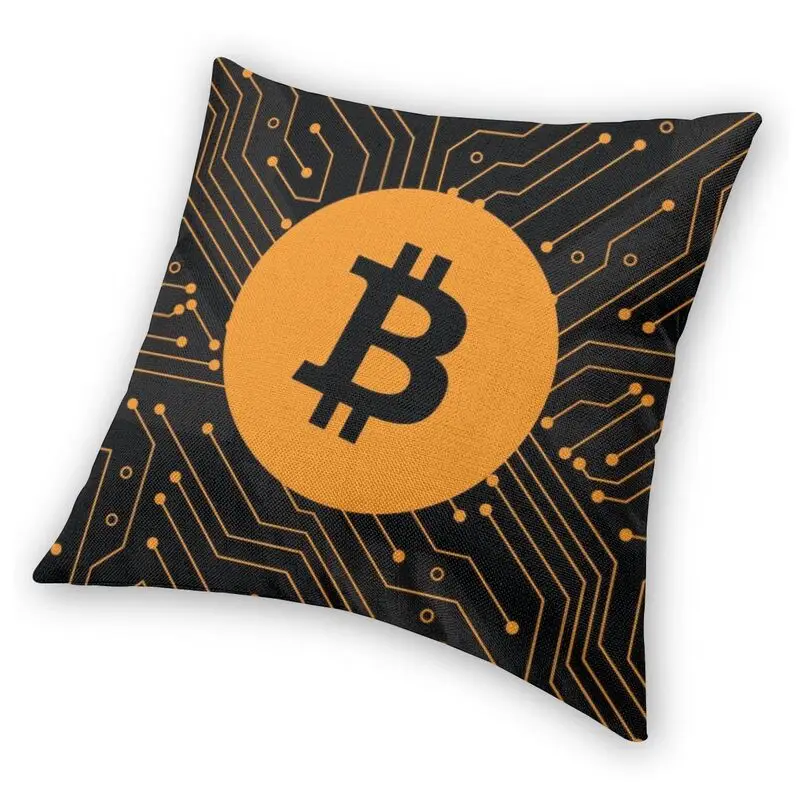 Crypto Bitcoin Blockchain Sarung Bantal Persegi Dekorasi Sarung Bantal Kutipan Mata Uang Kripto Bantal PENUTUP UNTUK Sofa Ruang Tamu