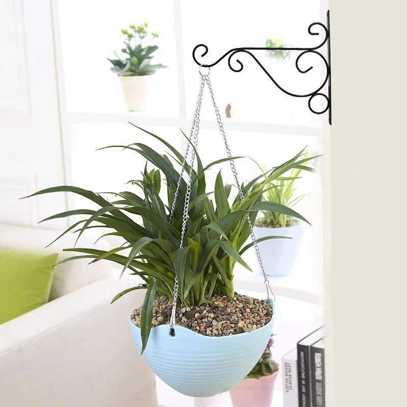 Soporte para flores 3D geométrico para colgar en la pared, maceta de flores para balcón, soporte de ganchos de hierro forjado, soporte de cesta montado en la pared