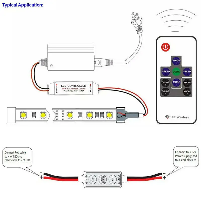 DC 12V-24V Mini 3 tasti 11ey RF Controller LED monocolore Dimmer di luminosità per led 3528 5050 Striscia LED