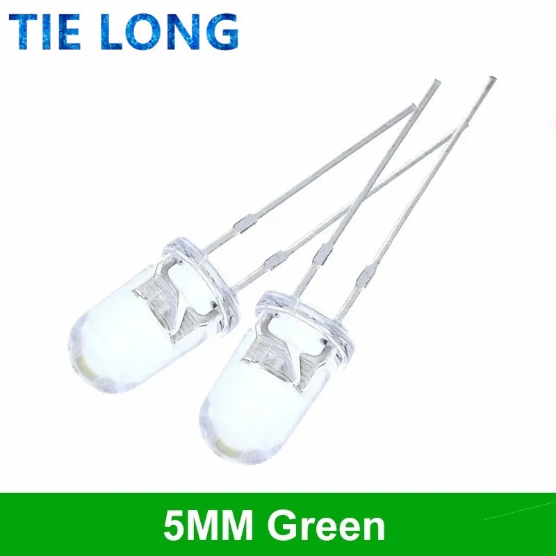 100 pz di Alta qualità Trasparente Rotondo 5mm Super Bright Acqua Trasparente Verde Rosso Bianco Giallo Blu Lampadine LED Diodo Emettitore