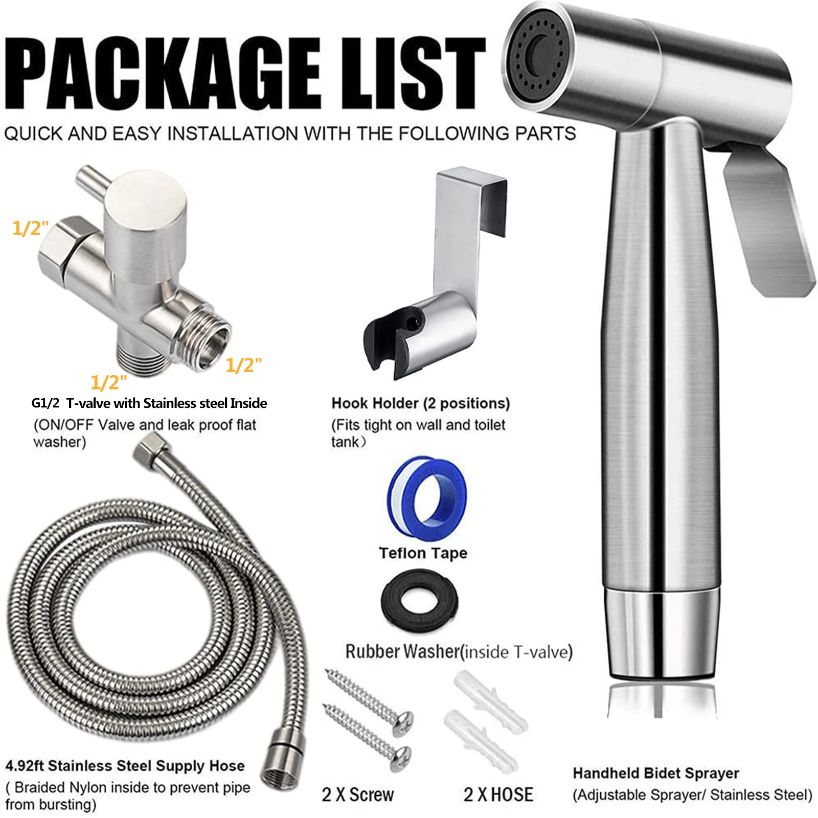 Handheld WC Bidet Sprayer Set Kit Edelstahl Hand Bidet Wasserhahn für Bad Hands prüher Dusch kopf selbst reinigend
