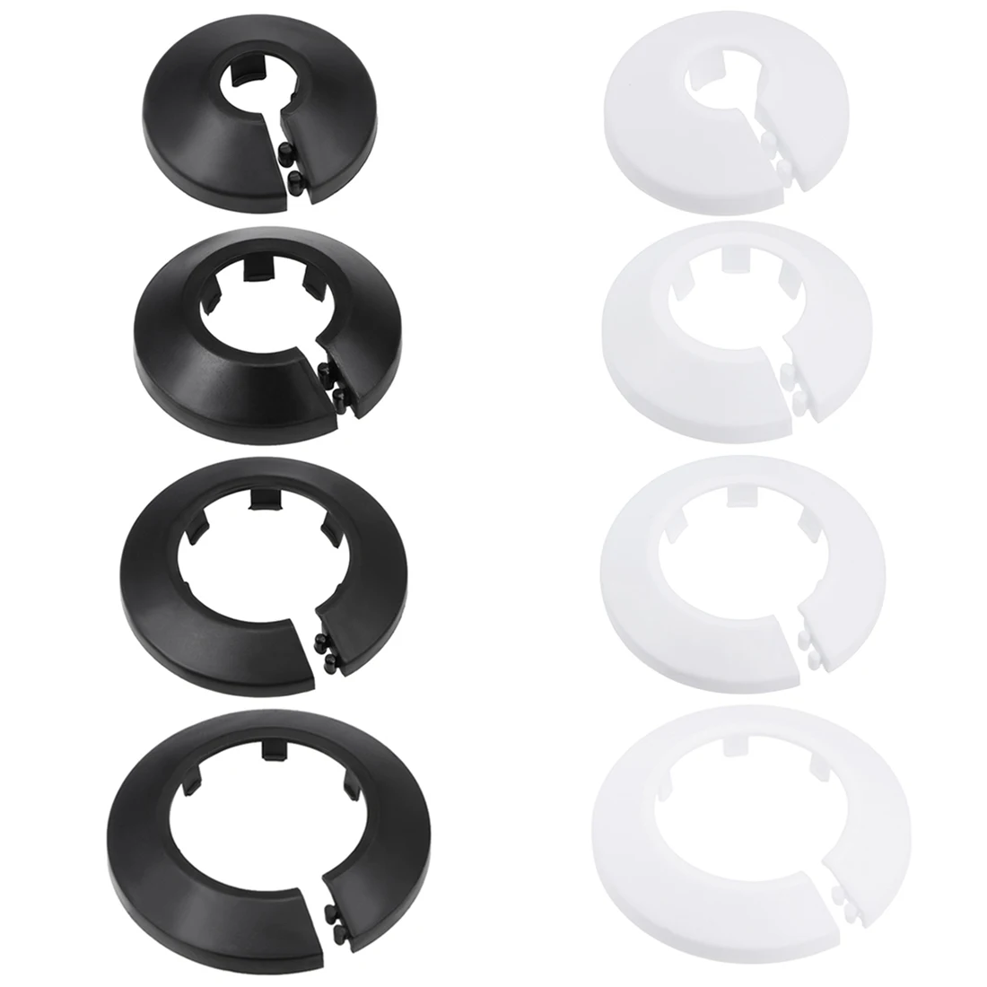 Uxcell 4 Uds Collar de tubo 13/17/21/25/33/35/41.5/44/50/64/75/90mm PP escudo de radiador cubierta de tubo decoración blanco/negro
