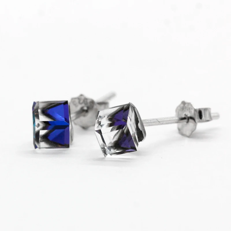 Anting-Anting Prismatik Perak Murni 925 dengan Anting-Anting Kancing CZ Transparan Perhiasan Mode 2021 untuk Wanita