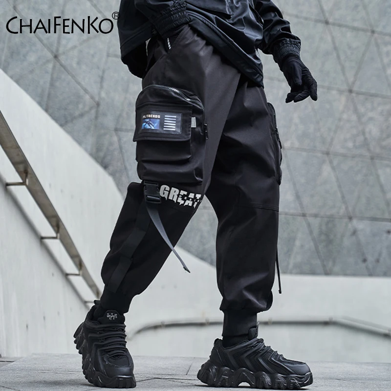 2021 neue Jogger Cargo Hosen Männer Mode Bänder Tasche Pluderhose Hosen Jogginghose Männer Hip Hop Harajuku Streetwear Casual Hosen
