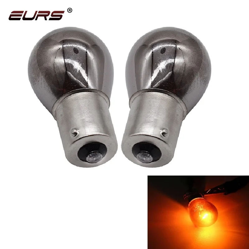 2 шт. BA15S 1156 581 bau15s PY21W хром, серебристый, янтарный, задний индикатор, лампы указателя поворота, задний стоп-сигнал, 12 В, лампы стояночного света