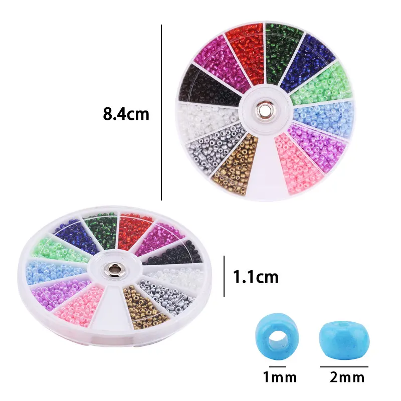 2000ชิ้น/ล็อต12Grids ลูกปัดแก้วชุด Charms เครื่องประดับสำหรับสร้อยข้อมือสร้อยคอต่างหู Handmade Craft เครื่องประดับ DIY ทำ