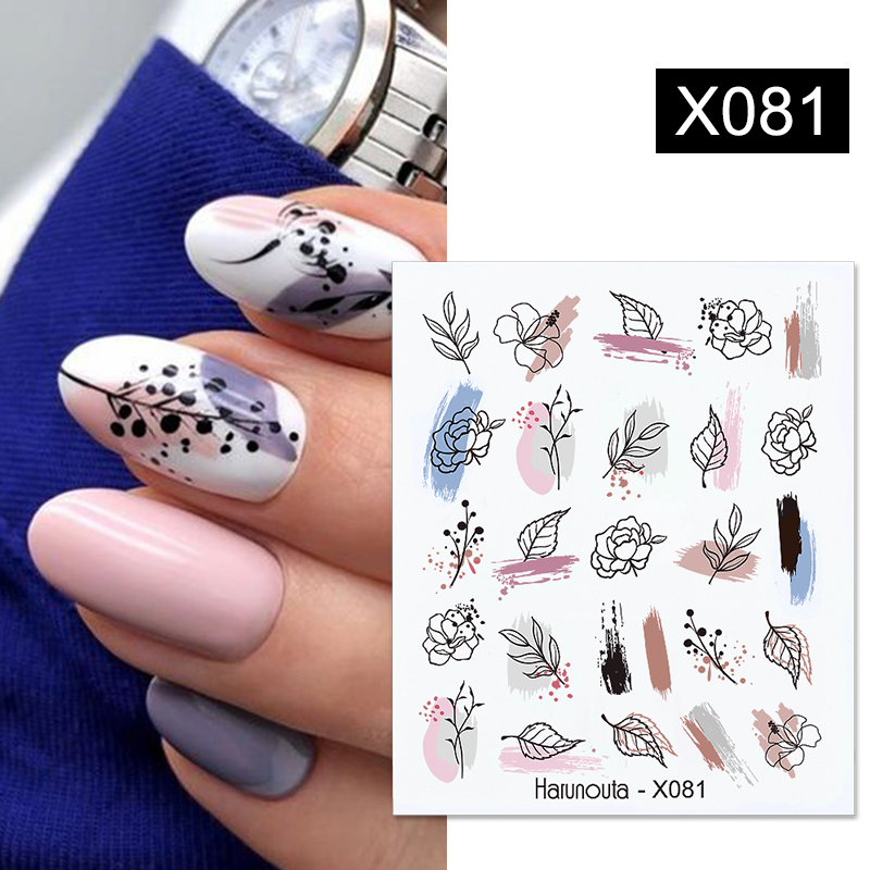 Harunouta Waves Nail Water Decals Transfer Small Flower Leaves Marble Snake Spring Summer Nail Art Stickers Manicure Nail Decals