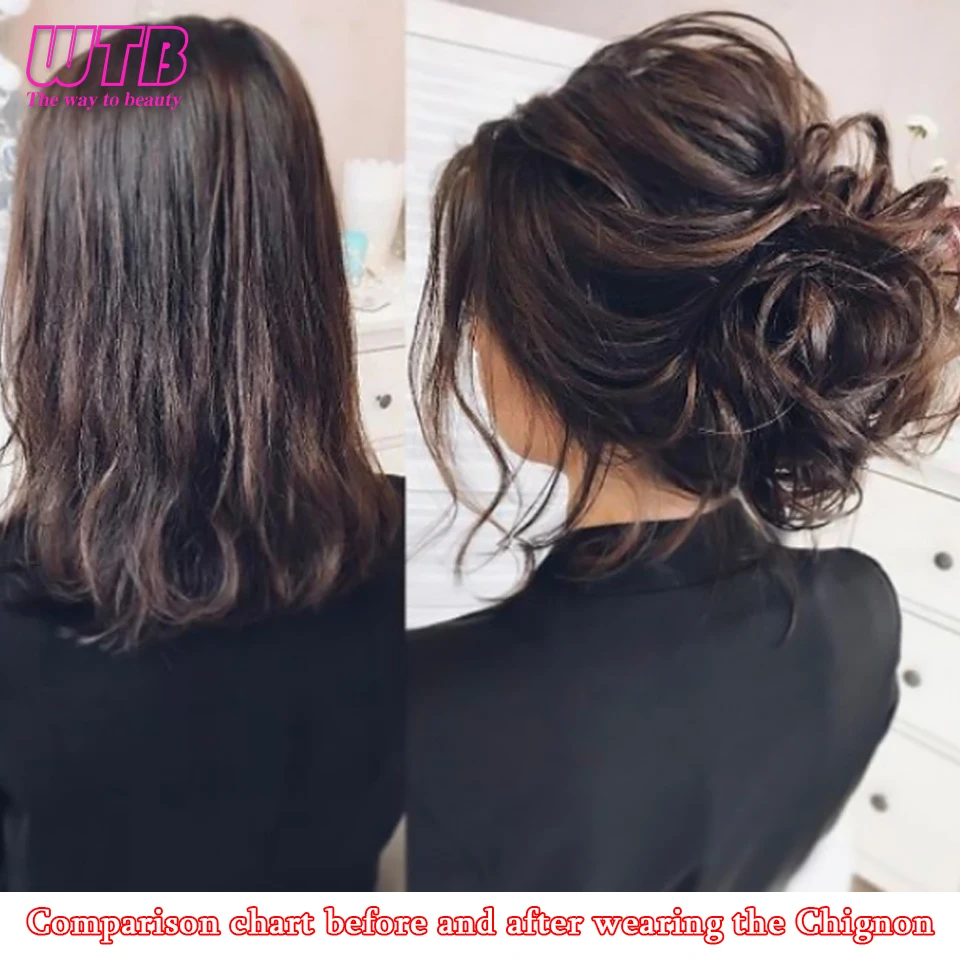 WTB Tổng Hợp Lộn Xộn Scrunchies Thun Tóc Nữ Dợn Sóng Tóc Búi Tóc Dài Chignon Nâu Đen Bánh Bộ Tóc Giả Dành Cho Nữ