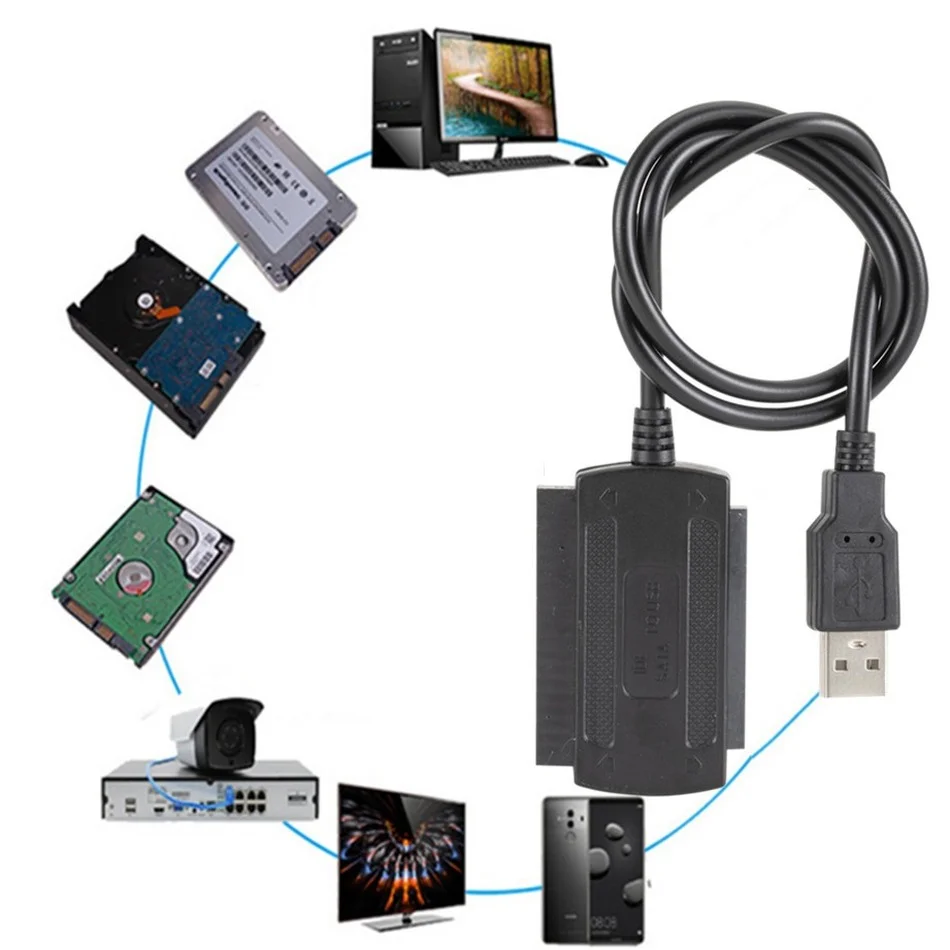 WVVMVV 3-In-1 USB 2.0 Sang IDE / SATA 2.5 "3.5" Ổ Đĩa HDD SSD 480 Mb/giây Dữ Liệu Giao Diện Converter Bộ Chuyển Đổi Cáp