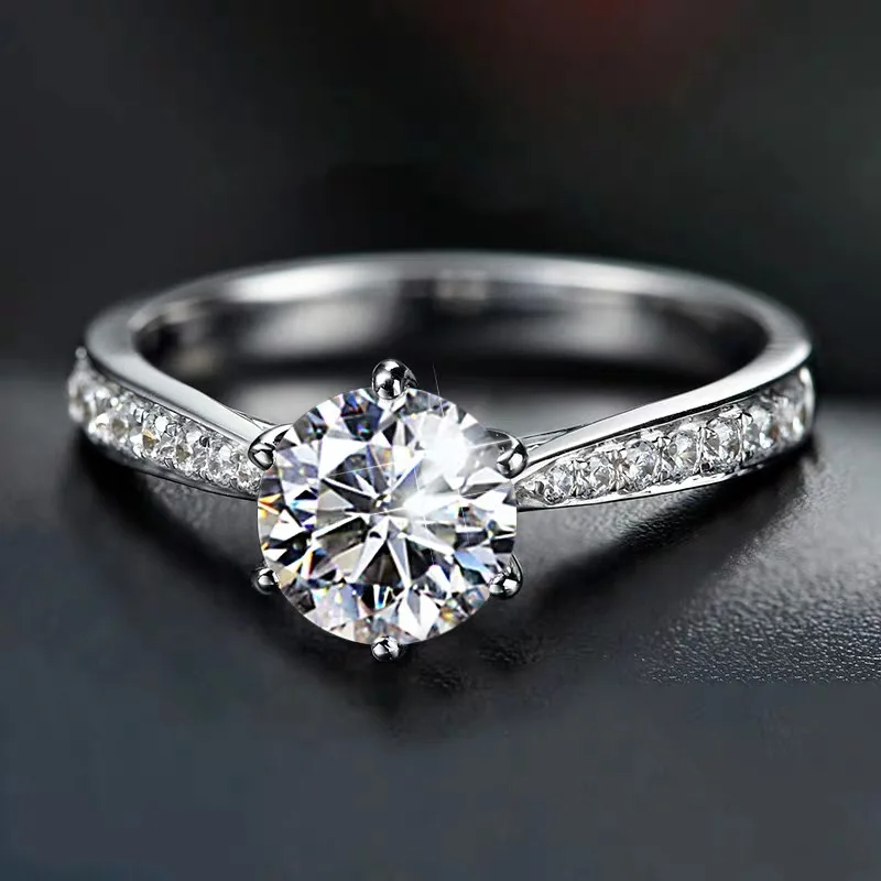 Anillo de compromiso ajustable de Plata de Ley 925 con circonita para mujer, accesorios de joyería de moda para boda