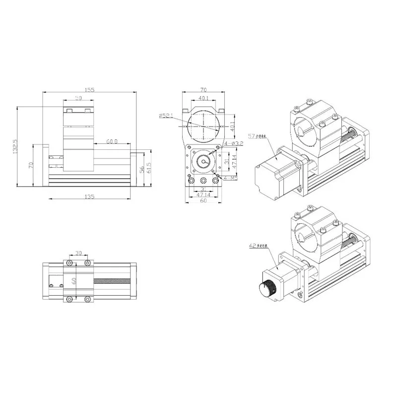 CNC 3018 Gioăng Z Mô Đun Áp Dụng Nema17 Động Cơ Bước Con Quay Lỗ 52Mm Nhôm Bàn Trượt Khắc Accessorie
