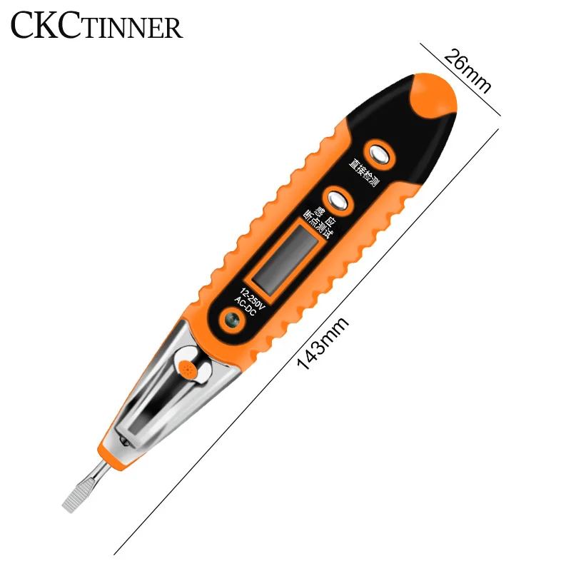 MultiDigital Thử Bút Chì AC DC 12-250V Bút Thử Điện Tua Vít Màn Hình LCD Hiển Thị Điện Áp Bút Thử Điện Dụng Cụ