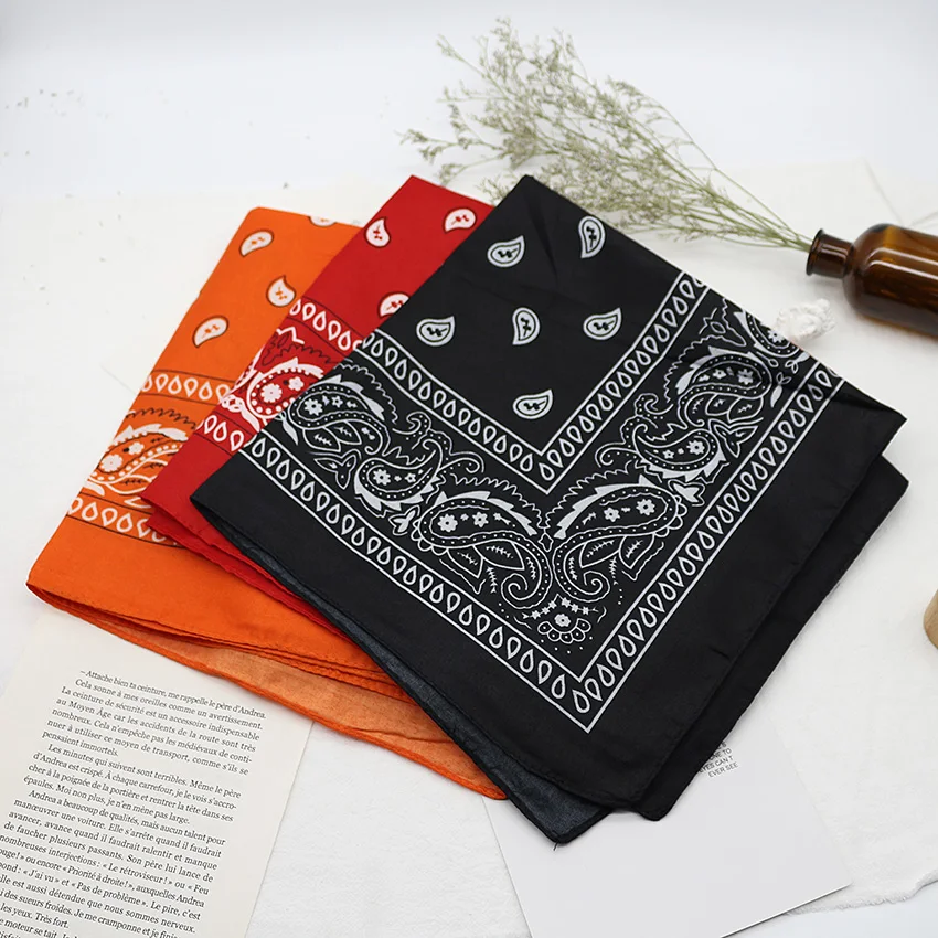 Pañuelo Unisex de Hip Hop, banda para el pelo negra, bufanda para el cuello, gorros deportivos, muñequeras, pañuelos cuadrados para la cabeza, pañuelo estampado