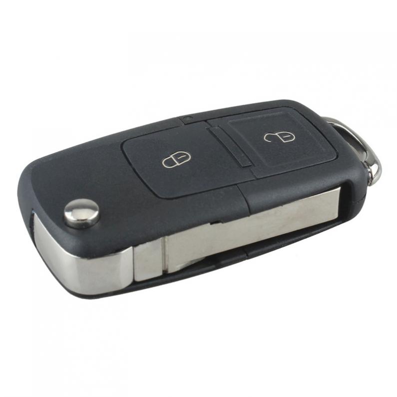 リモート交換キーケース ブラック 2 ボタン スマート チップなし ノーカット車フリップキー付き フォルクスワーゲン BORA GOLF MK4 キーケースに適合