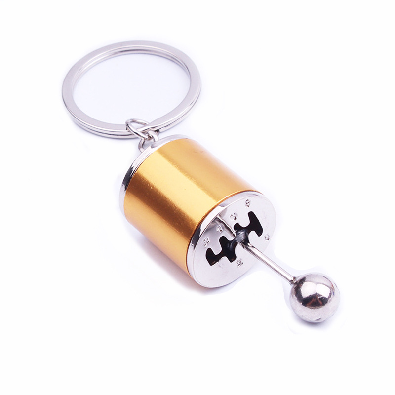Carro criativo 6 velocidades caixa de engrenagem cabeça chaveiro alavanca transmissão manual metal chaveiro carro reequipamento metal pingente chaveiro