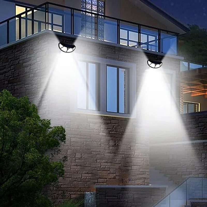 Hình Bán Nguyệt 4 Mặt 102 Đèn LED 3 Chế Độ Phát Sáng Motion Cảm Biến Năng Lượng Mặt Trời Gắn Tường Sân Con Đường Khu Vườn Nhà Năng Lượng Mặt Trời Cảm Ứng đèn Đường