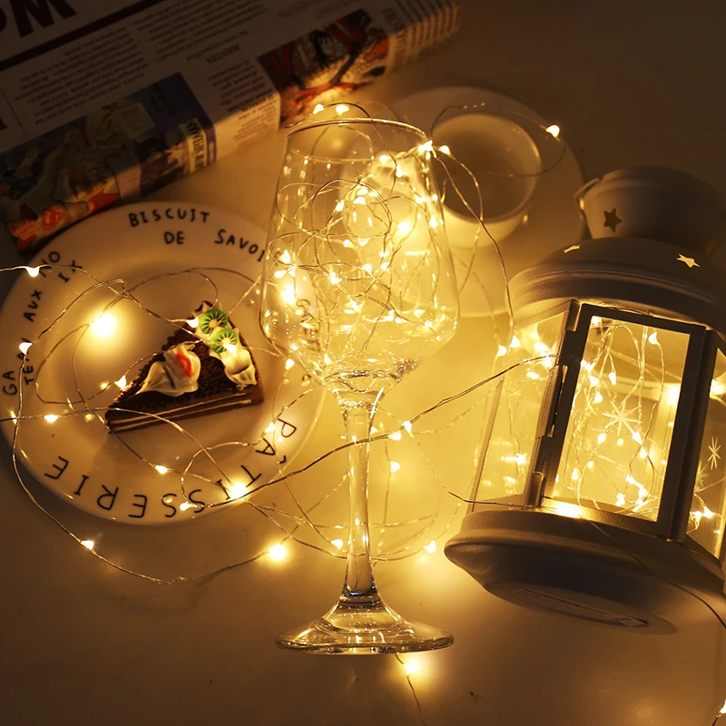 2 メートル 5 メートル 10 メートル LED ストリングライトシルバーワイヤークリスマス花輪フェストゥーン LED フェアリーライトクリスマス装飾ホームルームツリー