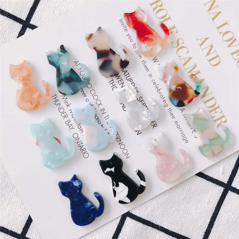 10 Buah Bentuk Kucing Resin Plastik Asam Asetat Eardrop Diy Bahan Liontin Kalung Anting Jimat Perhiasan Komponen Asetat Lembar