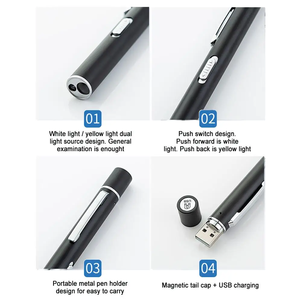 Đèn Pin LED Xách Tay Làm Việc Đèn Sơ Cấp Cứu Bút Ánh Sáng Đèn Pin Đèn Học Sinh Đồng Hồ Đo Số Đo Bác Sĩ Y Tá Chẩn Đoán