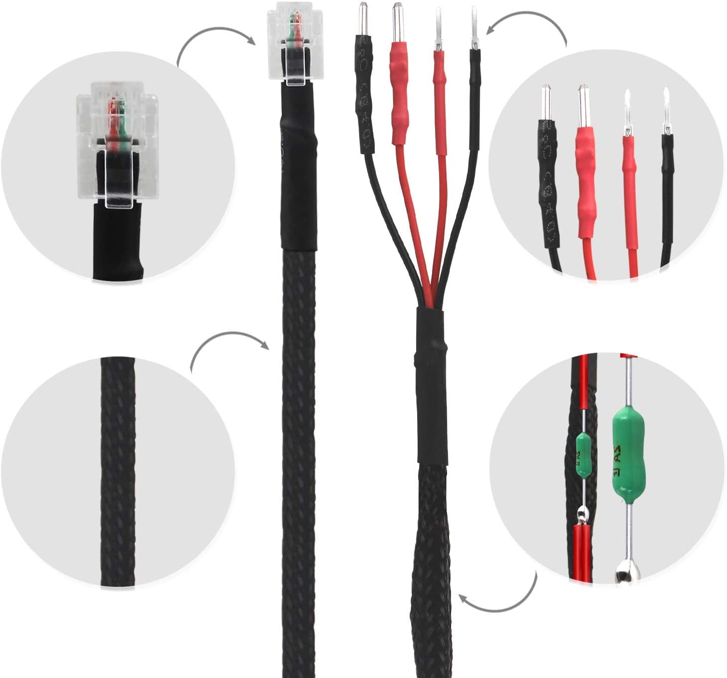 12นิ้ว RJ11ขนาดปลั๊กกระจกลวดเครื่องตรวจจับเรดาร์ Hardwire สายไฟสำหรับ Escort Valentine One Uniden Beltronics