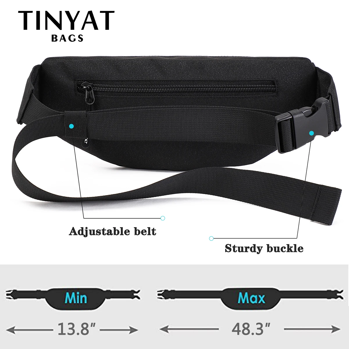 TINYAT ผู้ชายเอวกระเป๋าแพ็คกระเป๋าสบายๆโทรศัพท์ขนาดใหญ่กระเป๋าเข็มขัดกระเป๋าผู้หญิงผ้าใบกระเป๋าเดินทาง Fanny กล้วยกระเป๋าสะโพก 4 กระเป๋า