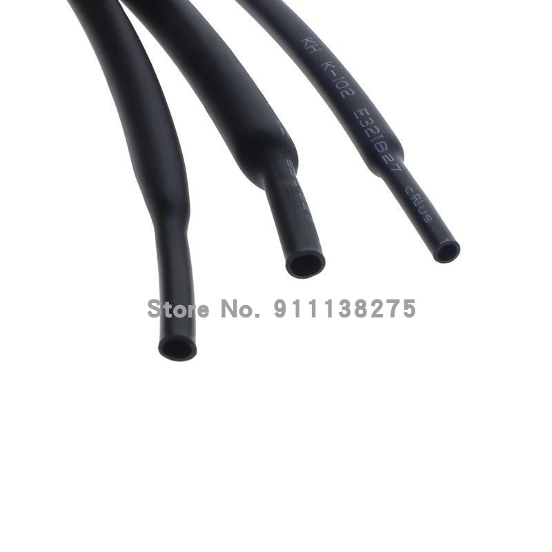 5 METER/PARTIJ 2:1 ZWART 1mm 1.5mm 2mm 2.5mm 3mm 3.5mm 4mm 5mm 6mm 8mm 10mm Krimpkous Buis