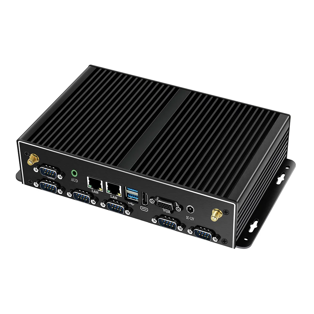 Quạt Không Cánh Công Nghiệp Máy Tính Mini PC Intel Core I7 4500U I5 4200U I3 4005U Windows 10 2 * DDR3L 2 * LAN phát WiFi 4G LTE 6 * RS232 COM 6 * USB HDMI VGA