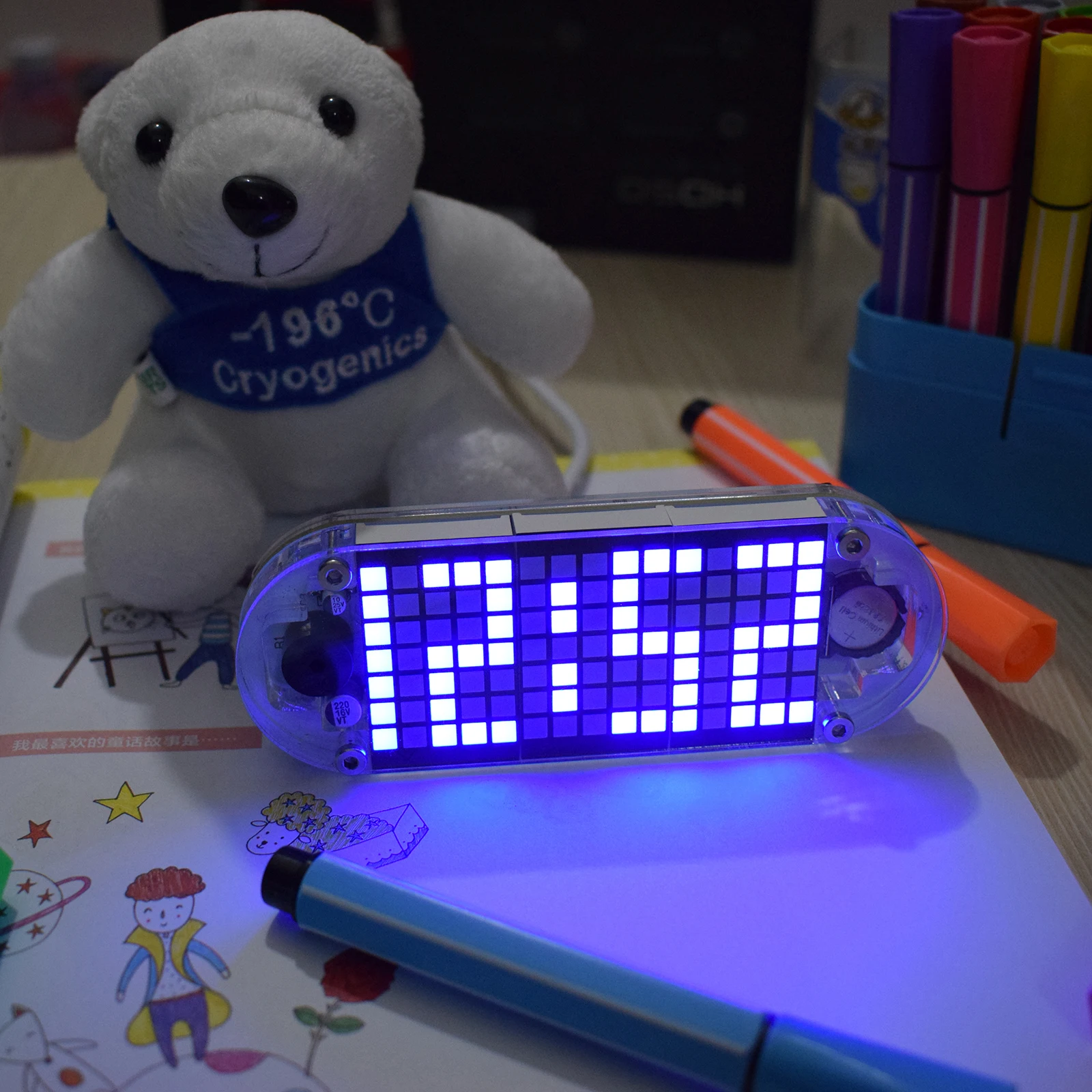 DIY DS3231 Touch Key Precision High Brightness LED Dot Matrix Display Creative Oval Shape Desktop Alarm Clock