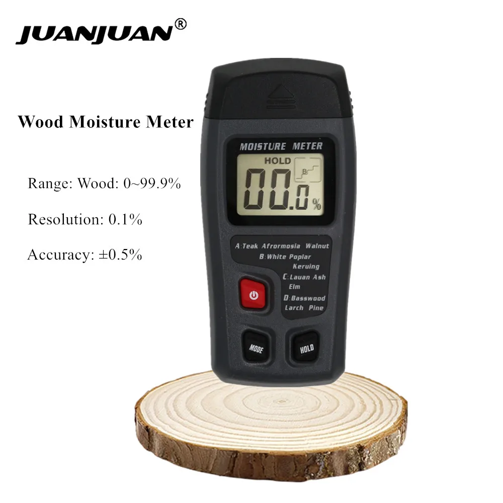 Mt10 zwei Stifte digitales Holz feuchtigkeit messgerät 0-100% Holz feuchtigkeit prüfgerät Holz feuchtigkeit detektor mit großem LCD-Display