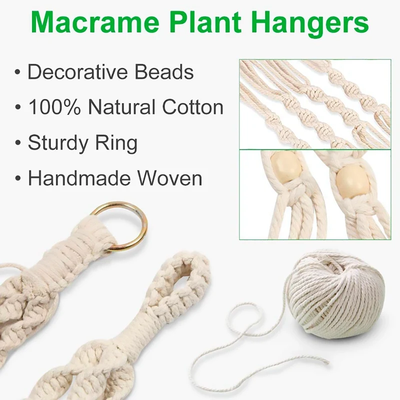 매달려 식물 수제 Macrame 식물 옷걸이 꽃 냄비 화분 옷걸이 벽 장식 안뜰 정원 교수형 화분 교수형 바구니