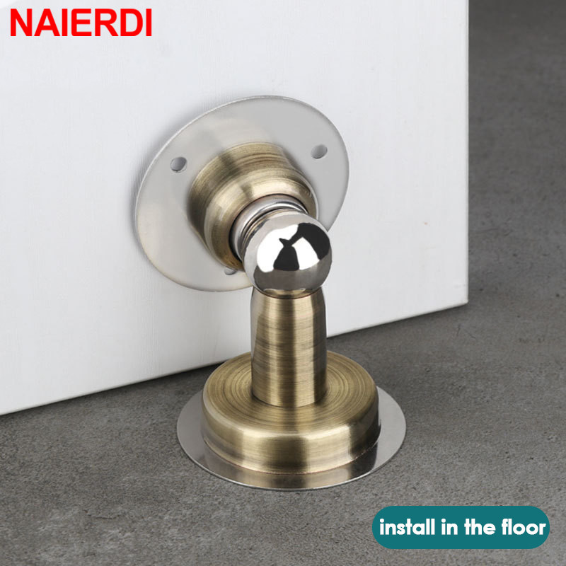NAIERDI magnetische deurstoppers roestvrij staal non punch deurstopper winddichte wandgemonteerde deurhouder meubelbeslag